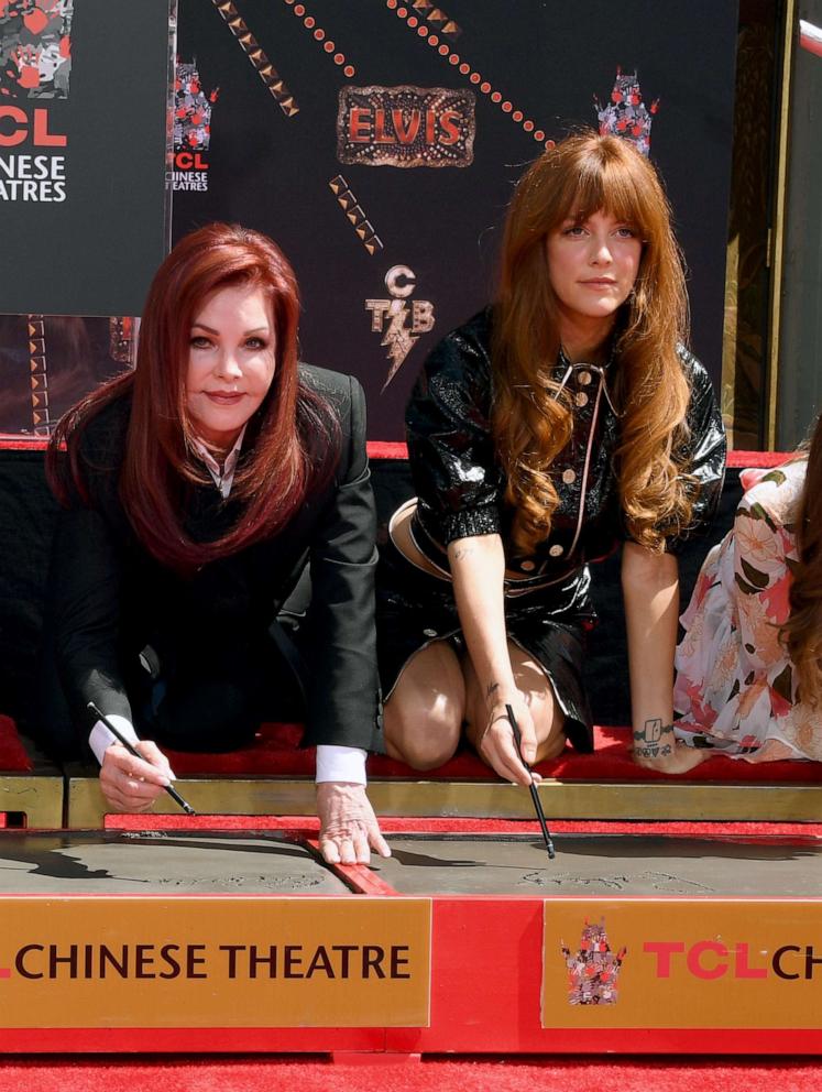 PHOTO: Priscilla Presley and Riley Keough attend the Handprint Ceremony honoring Priscilla Presley, Lisa Marie Presley And Riley Keough at TCL Chinese Theatre, June 21, 2022, in Hollywood, Calif.