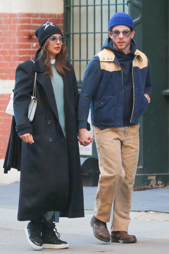 PHOTO: Priyanka Chopra and Nick Jonas are seen on November 30, 2023 in New York City.