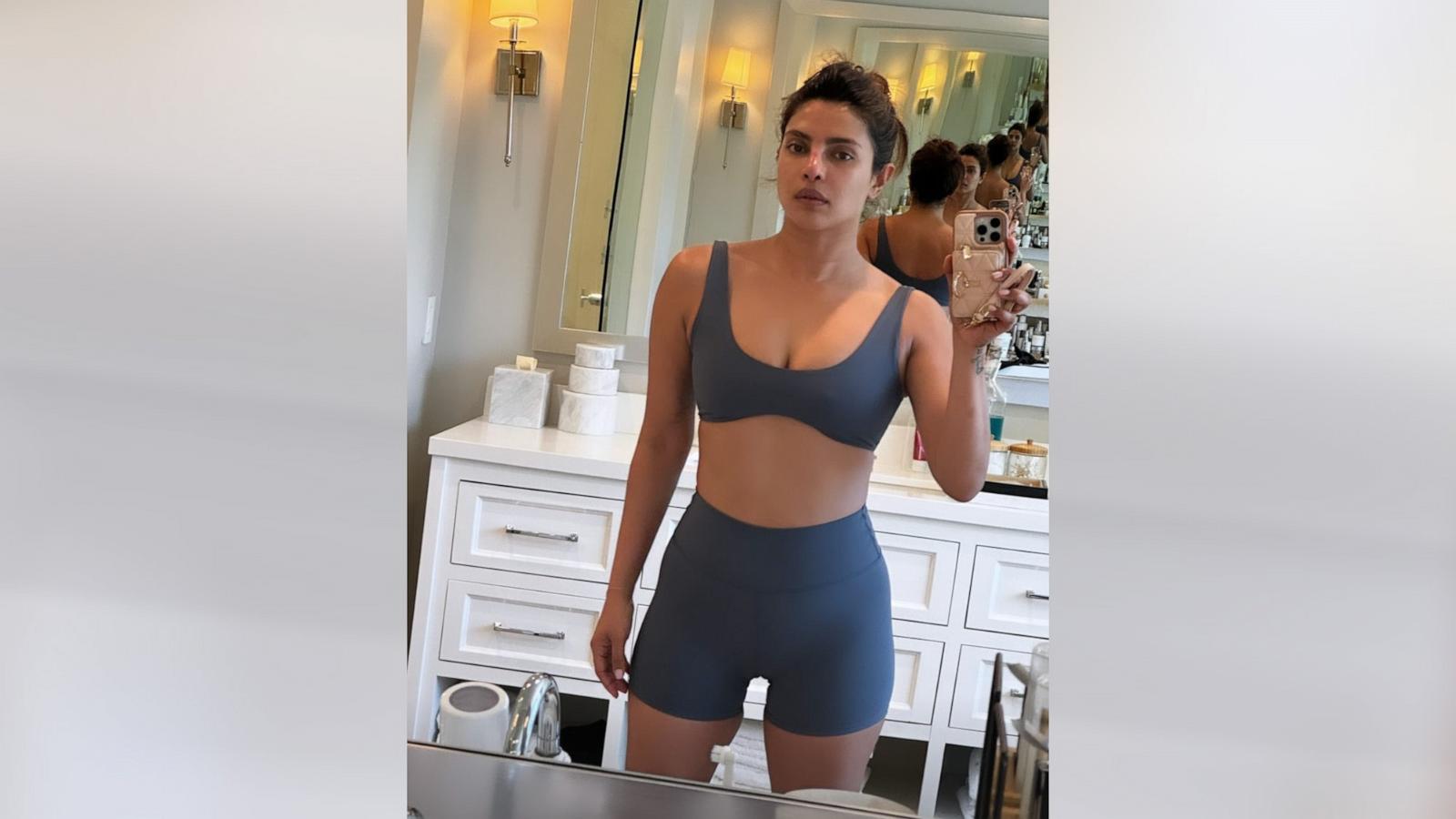 PHOTO: In a story posted to her Instagram account, Priyanka Chopra poses for a selfie in her workout wear, Feb. 28, 2024.