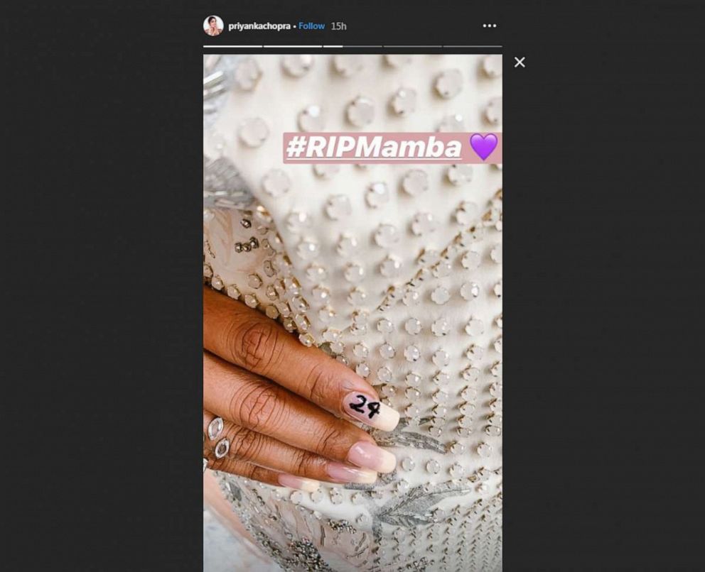 PHOTO: An image posted to actress Priyanka Chopra's Istagram account shows the nail tribute to Kobe Bryant she wore to the Grammy Awards in Los Angeles, Jan. 26, 2020.