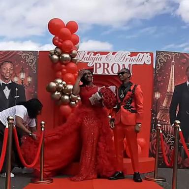 PHOTO: Lakya Gartei is pictured with her date at her 2026 high school prom send-off celebration in a Philadelphia suburb.