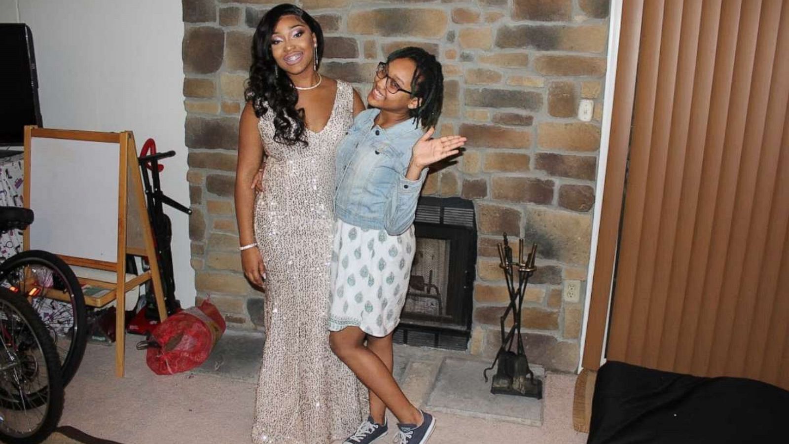 PHOTO: Courtney Lewis, 14, created a floor-length sequin gown for her sister Mikayla Lewis, 18, to wear on the day of her April 26 prom in Maryland.