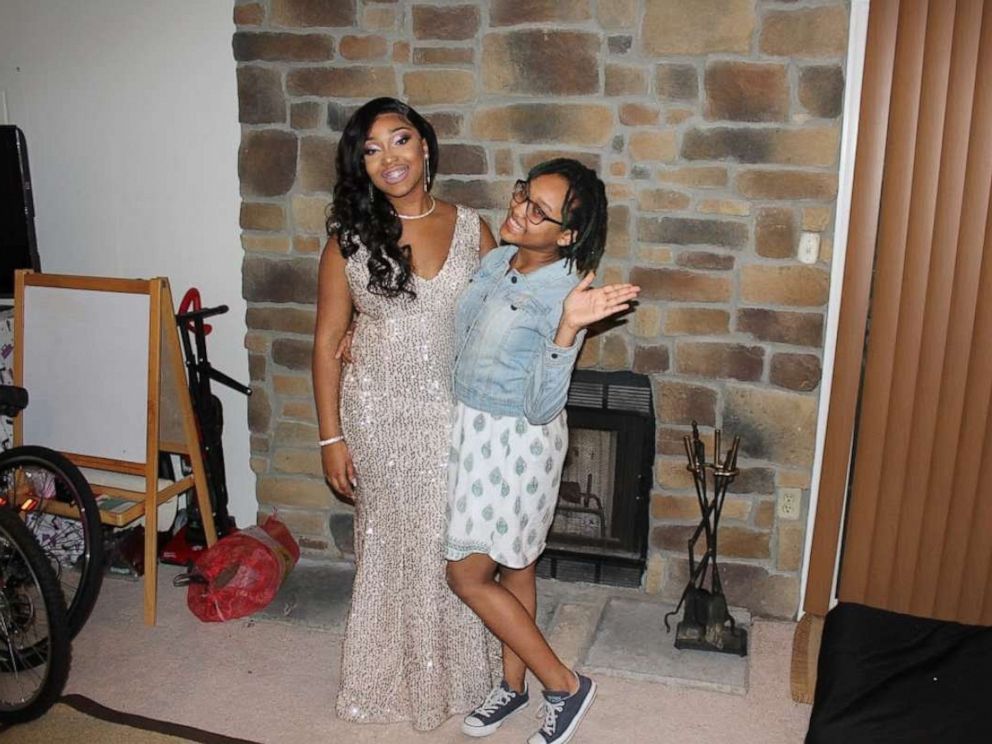 PHOTO: Courtney Lewis, 14, created a floor-length sequin gown for her sister Mikayla Lewis, 18, to wear on the day of her April 26 prom in Maryland.