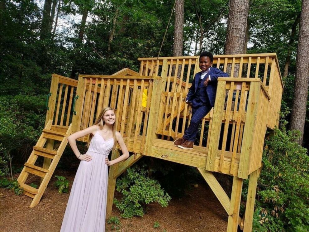 PHOTO: Rachel Chapman was surprised with dinner and a dance all thanks to 7-year-old Curtis Rogers. With help from his mother, Curtis put the event together in his own backyard. Rachel is a senior at Sanderson High School in Raleigh, North Carolina.