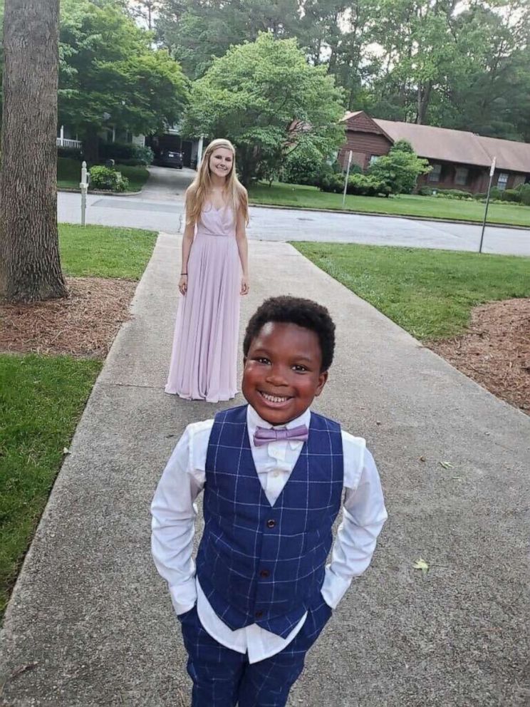 PHOTO: Rachel Chapman was surprised with dinner and a dance all thanks to 7-year-old Curtis Rogers. With help from his mother, Curtis put the event together in his own backyard. Rachel is a senior at Sanderson High School in Raleigh, North Carolina.