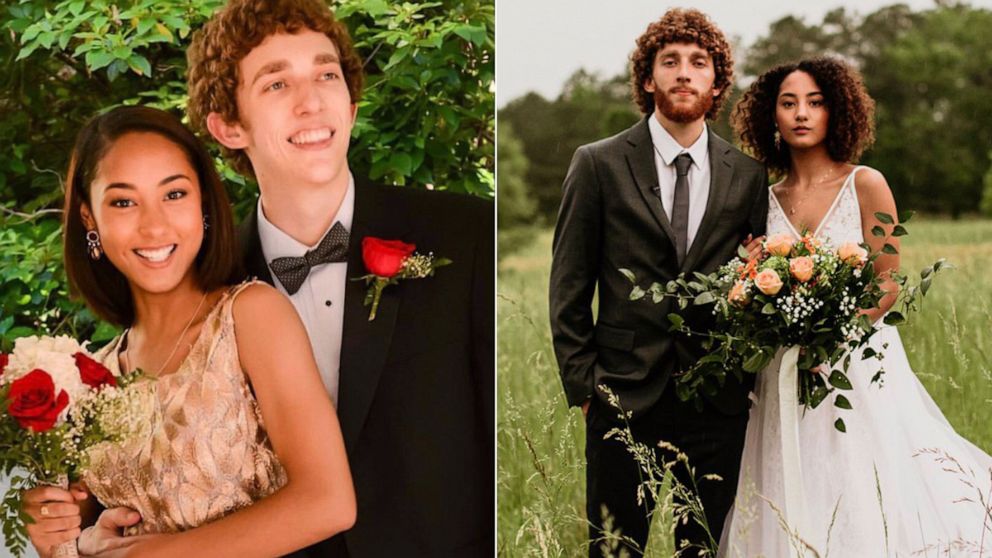 Sydnie Haag posted on Twitter a photo of herself with her then-boyfriend at prom and then a picture of the pair at their wedding. It inspired a trend in which other couples shared their prom-wedding photos.