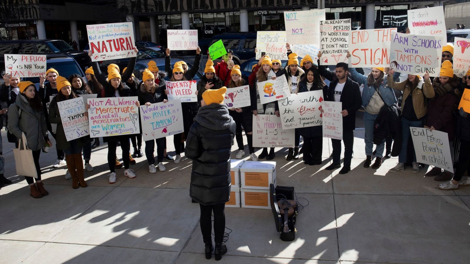 PHOTO: Nadya Okamoto, founder of Period, is seen at a protest in Washington D.C.