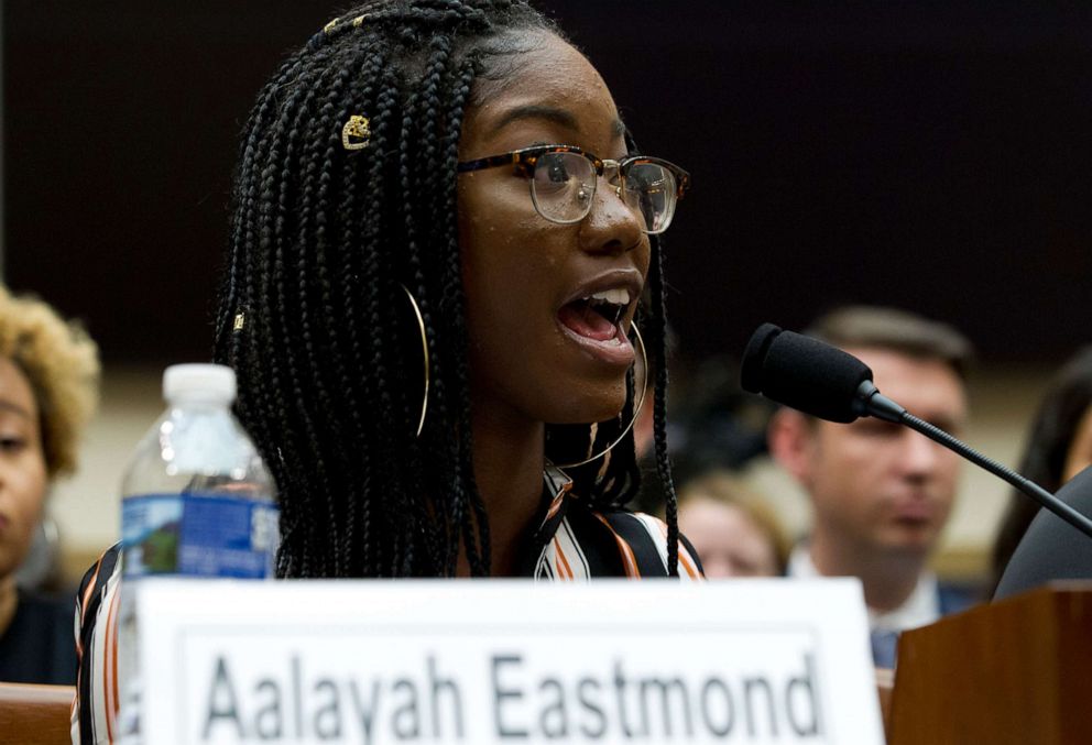 PHOTO: Marjory Stoneman Douglas High School senior Aalayah Eastmond testifies before the House Judiciary Committee during a hearing on gun violence, at Capitol Hill, Feb. 6, 2019.