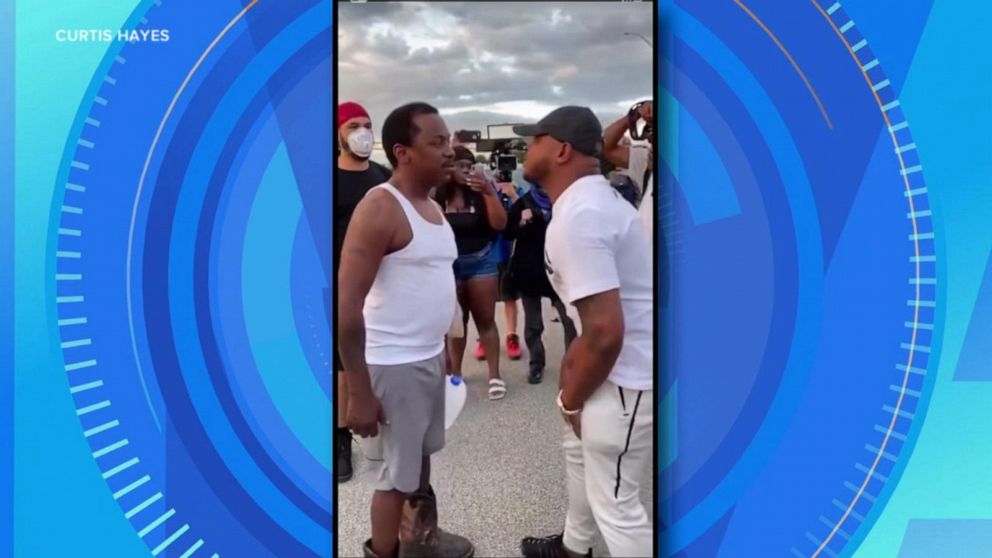 PHOTO: A North Carolina man, Curtis Hayes, appeared in a powerful protest video on May 30 in Charlotte. Hayes, 31, was seen having a passionate discussion with a 45-year-old man and a 16-year-old boy during a demonstration.