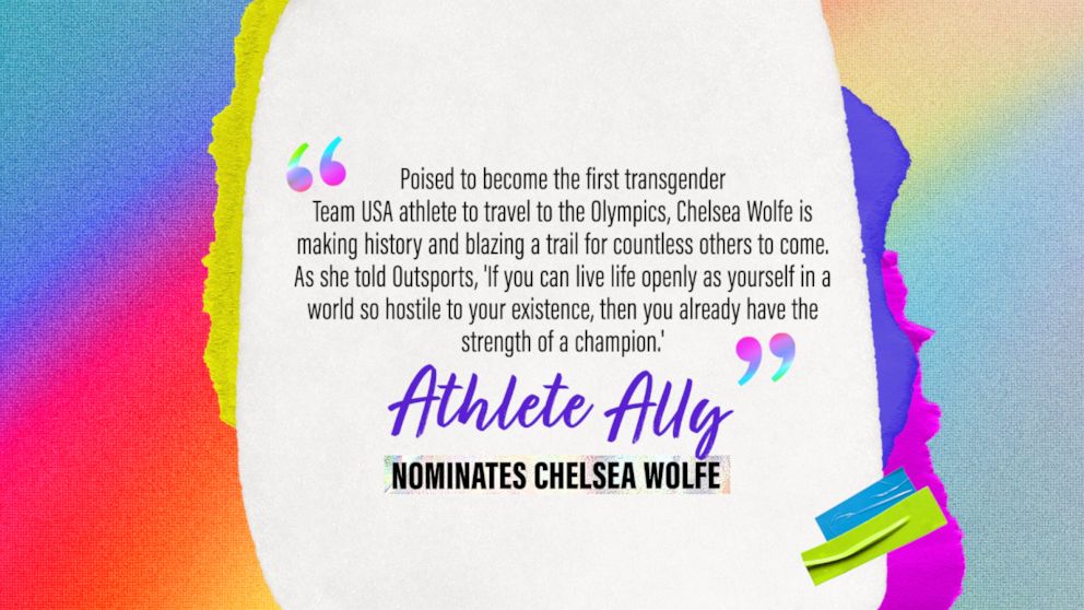 PHOTO: Athlete Ally nominates Chelsea Wolfe: "Poised to become the first transgender Team USA athlete to travel to the Olympics, Chelsea Wolfe is making history and blazing a trail for countless others to come."