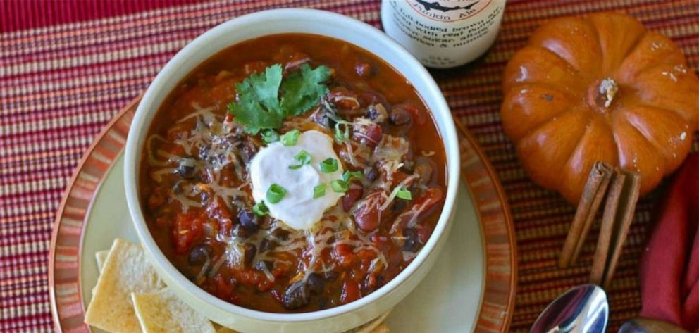 PHOTO: Jaymee Sire's vegetarian chili made with pureed pumpkin and pumpkin ale. 