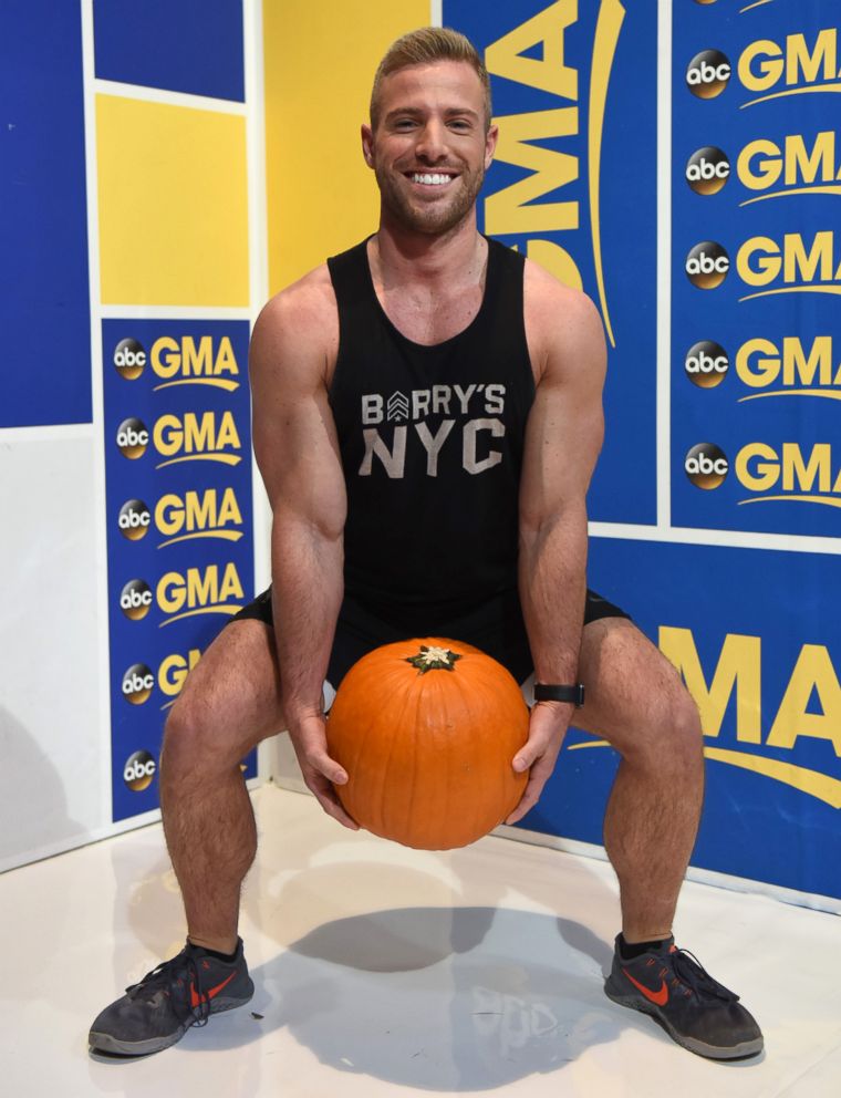 PHOTO: Barry's Bootcamp trainer Josey Greenwell demonstrates a Jack-O'-lantern swing.