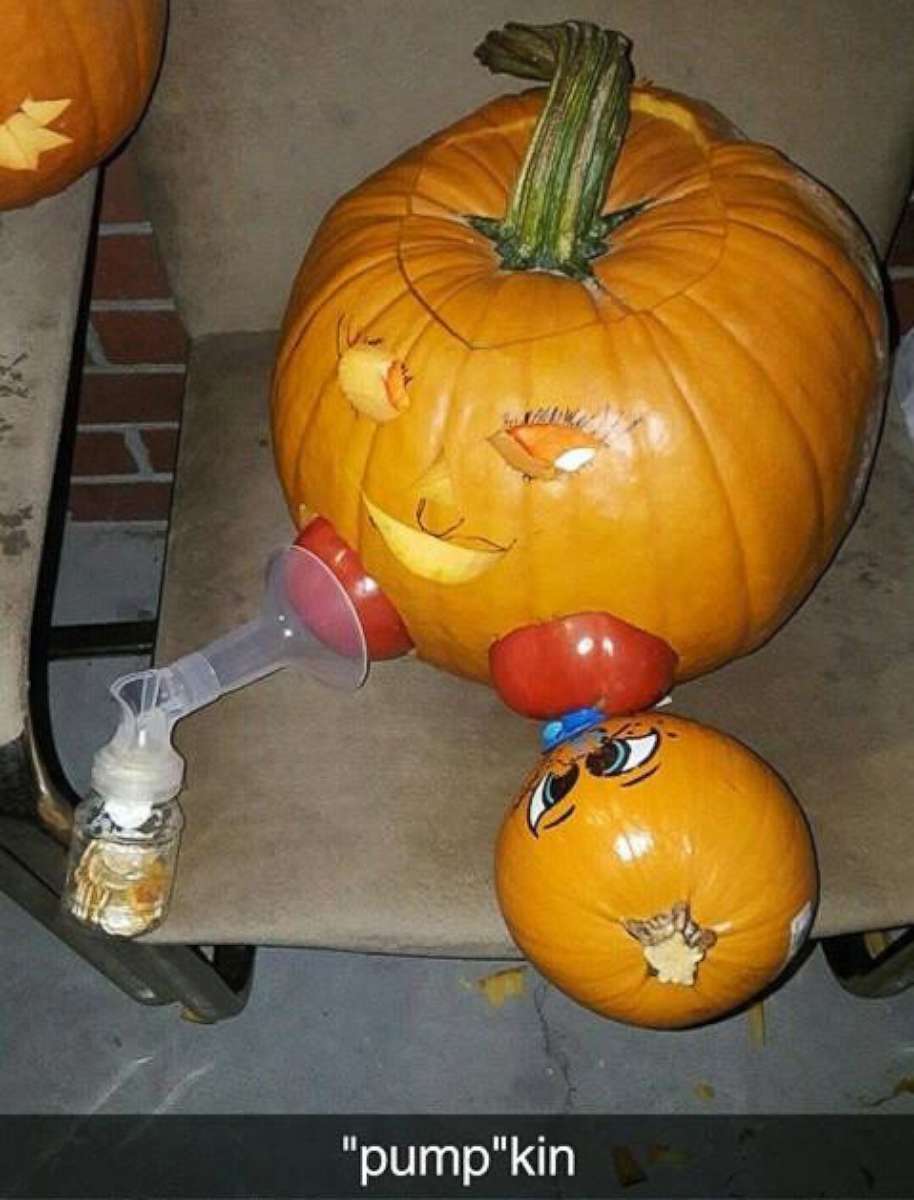 PHOTO: For her pumpkin carving creation, Taylor Tignor used a large pumpkin, a small pumpkin, 2 tomatoes and a breast pump. 