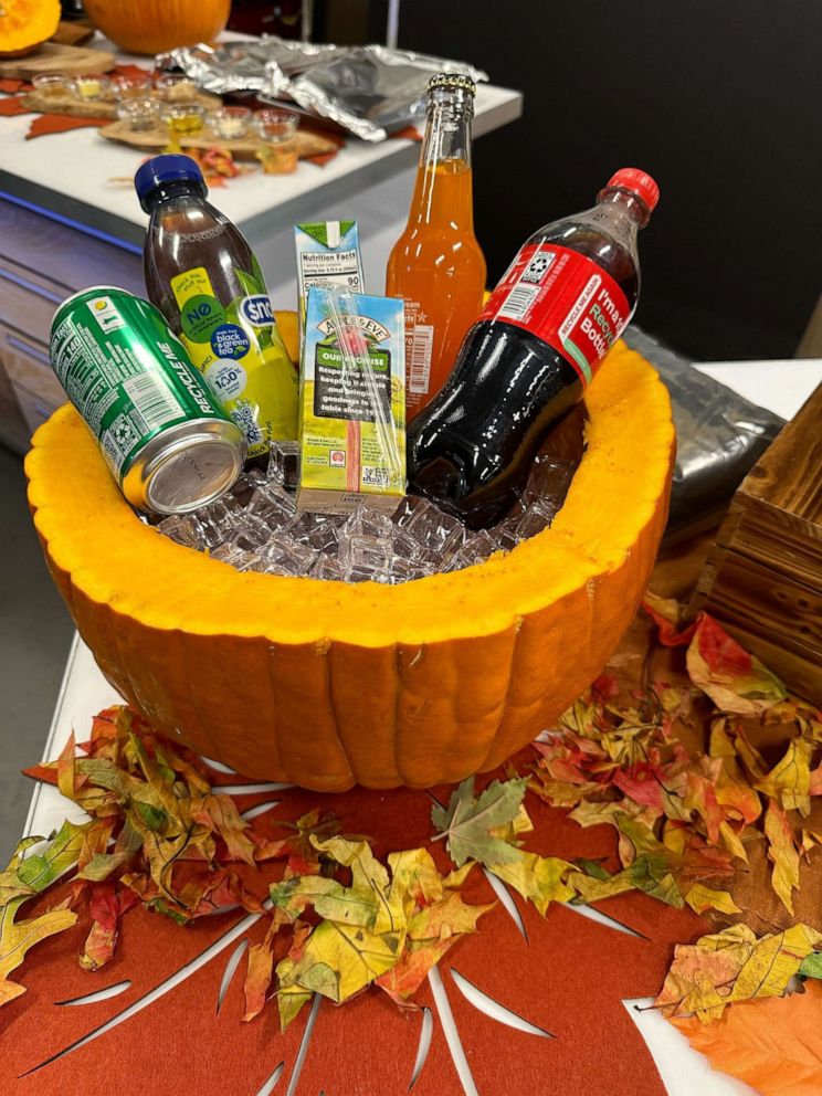 PHOTO: A hollowed out pumpkin used as a cooler.