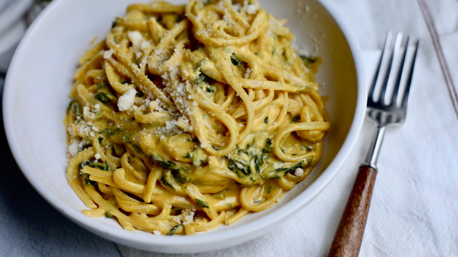 PHOTO: Creamy 15 minute pumpkin pasta from Dish it Girl.