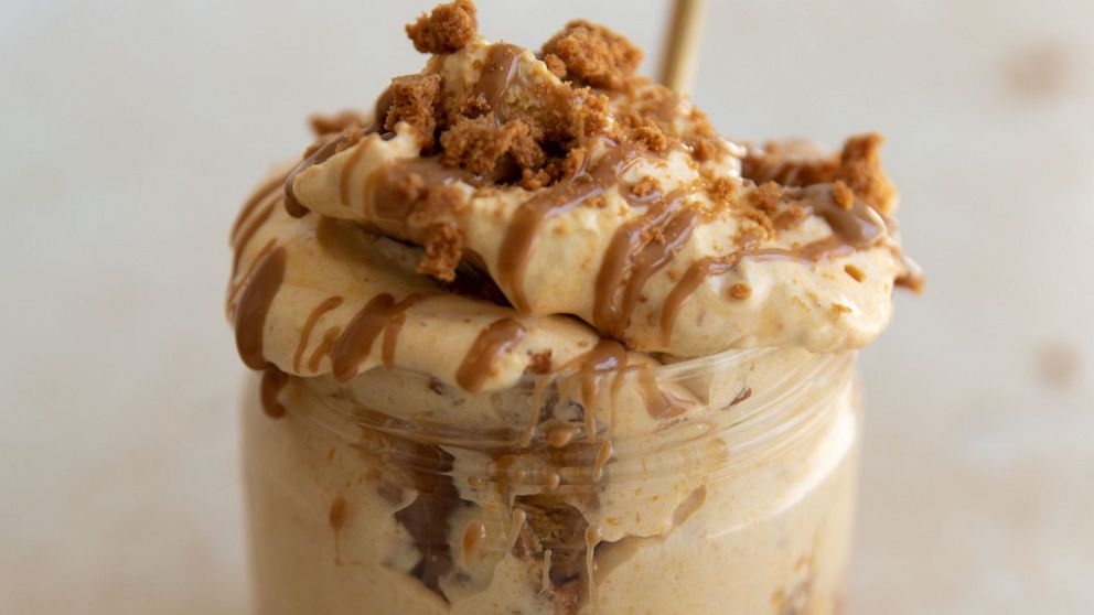 PHOTO: A serving of pumpkin and Biscoff cookie pudding.