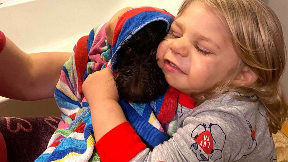 PHOTO: Truett Palmer, 2, of Owensville, Mo., was born with a congenital heart defect. Truett was gifted his own goldendoodle a few days before Christmas 2019, thanks to a stranger who learned about his story on Facebook.