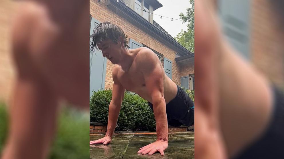 PHOTO: Kevin Cullum, a 35-year-old dad has achieved an extraordinary milestone, completing 1 million push ups since he began tracking his journey in 2015.