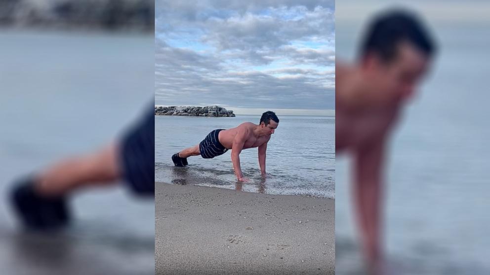 PHOTO: Kevin Cullum, a 35-year-old dad has achieved an extraordinary milestone, completing 1 million push ups since he began tracking his journey in 2015.