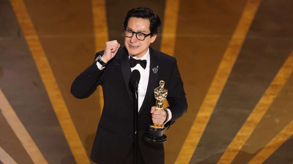 PHOTO: Ke Huy Quan wins the Oscar for Best Supporting Actor for "Everything Everywhere All at Once" during the Oscars show at the 95th Academy Awards in Hollywood, Calif., March 12, 2023.