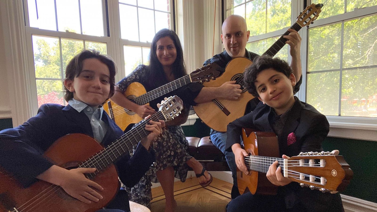 PHOTO: The Hochman family spends up to two hours each day composing and playing music on the guitar at their home in Brooklyn, New York, during the global COVID-19 pandemic.