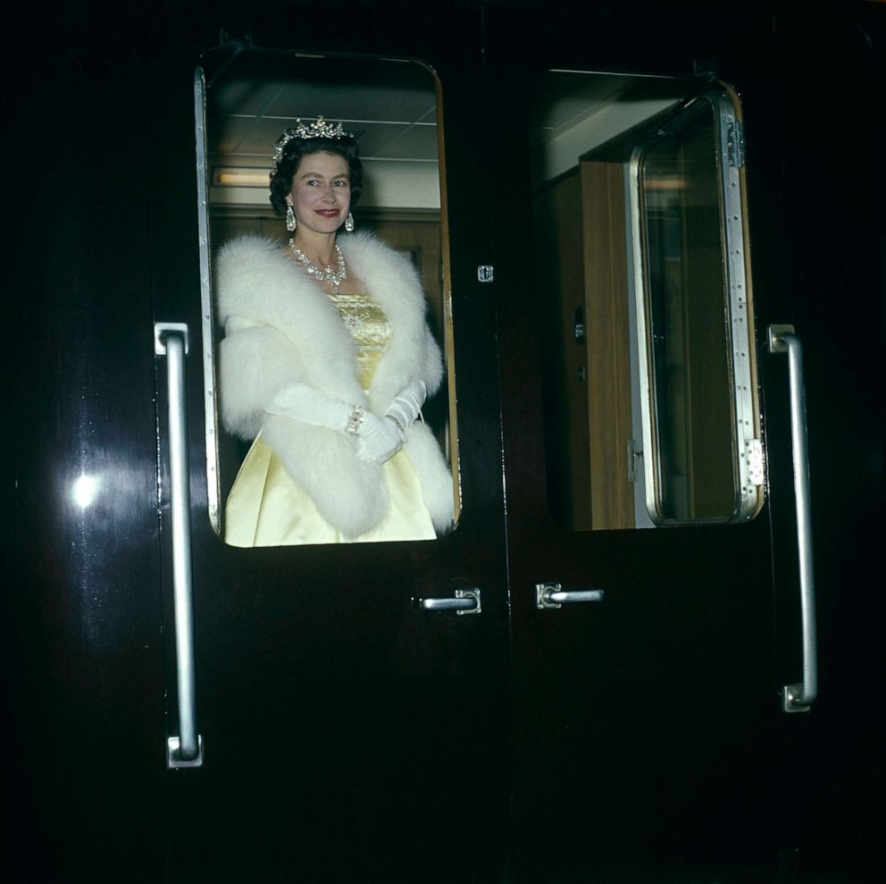 PHOTO: Queen Elizabeth leaves on a train from Liverpool after attending an ice show, May 24, 1961.