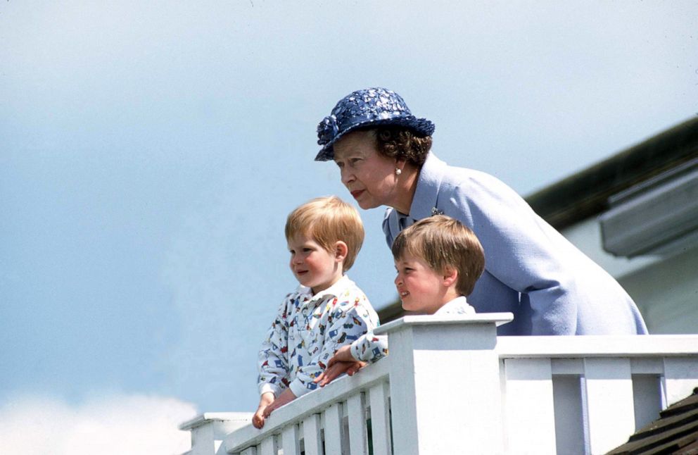 PHOTO: Queen Elizabeth with Prince William and Prince Henry at a polo match.