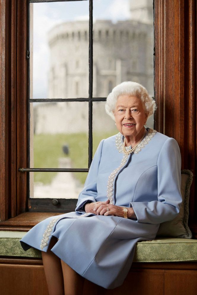 PHOTO: An undated handout photo issued by Buckingham Palace of the official Platinum Jubilee portrait of Britain's Queen Elizabeth II photographed at Windsor Castle and obtained by Reuters on June 1, 2022.