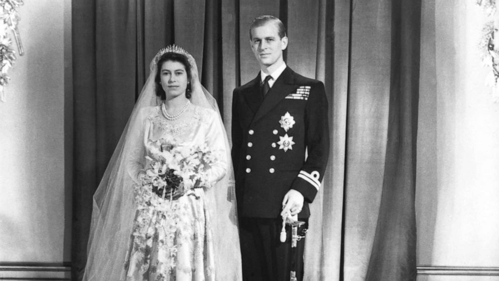 PHOTO: Princess Elizabeth and her husband Phillip, Duke of Edinburgh pose for a portrait at Buckinham Palace after their wedding at London's Westminster Abbey in 1947.