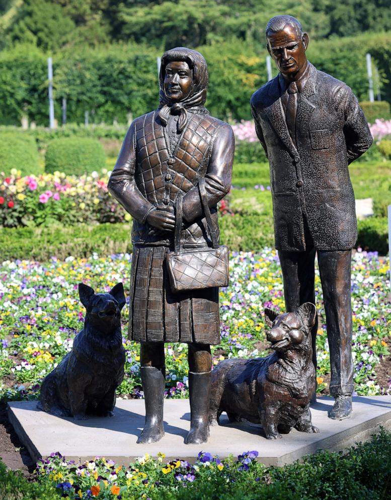 PHOTO: A statue of the late Queen Elizabeth II and Prince Philip was unveiled in Antrim Castle Gardens on Sept. 6, 2024.