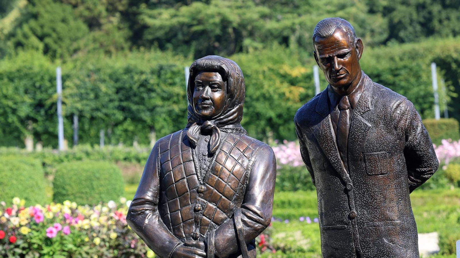 PHOTO: A statue of the late Queen Elizabeth II and Prince Philip was unveiled in Antrim Castle Gardens on Sept. 6, 2024.