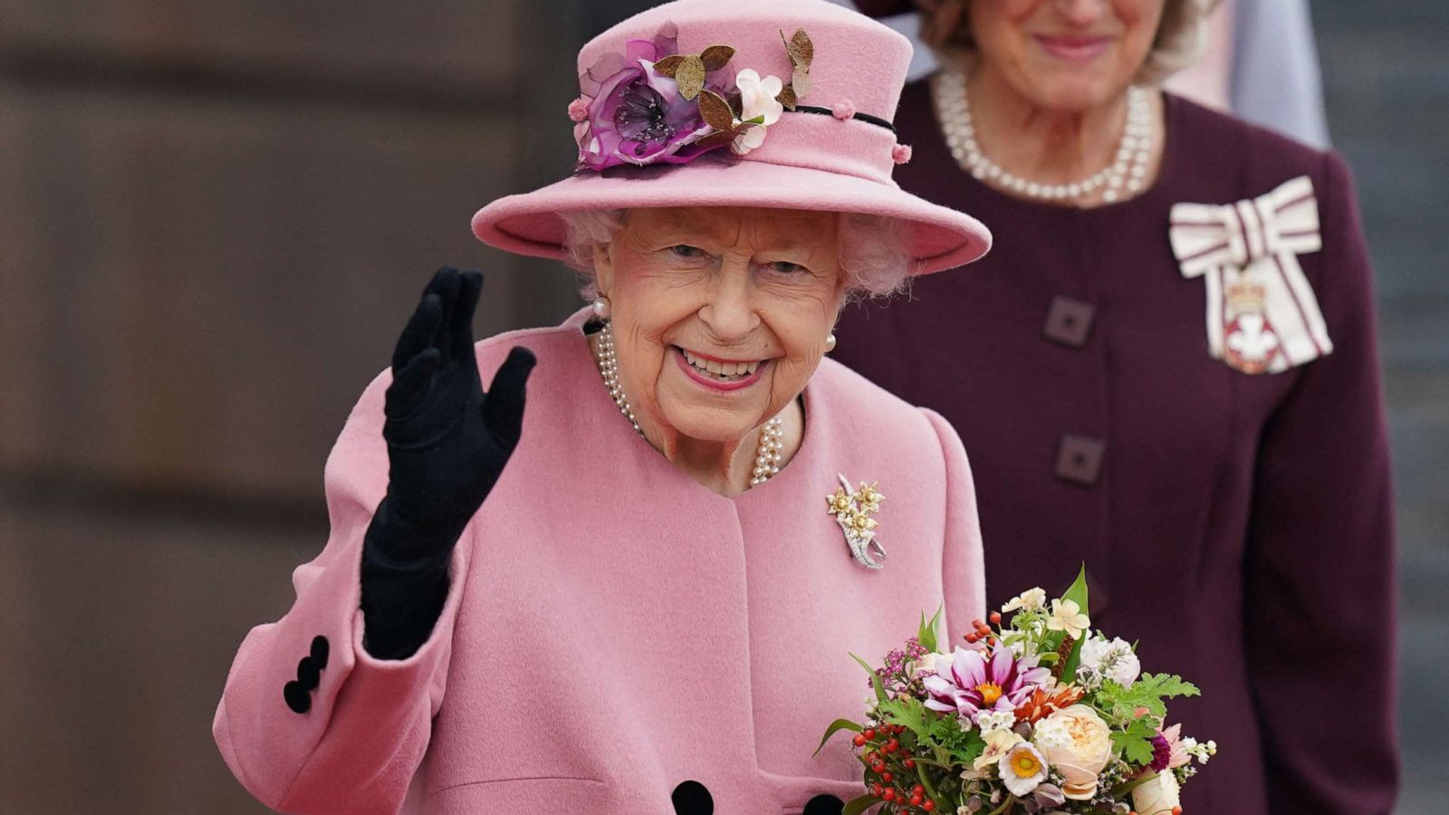 PHOTO: Queen Elizabeth waves as she leaves after attending the ceremonial opening of the sixth Senedd, the Welsh Parliament, in Cardiff, Wales, Oct. 14, 2021.