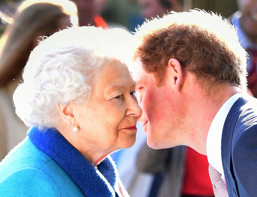 PHOTO: Queen Elizabeth II and Prince Harry attend the annual Chelsea Flower show at Royal Hospital Chelsea on May 18, 2015 in London.