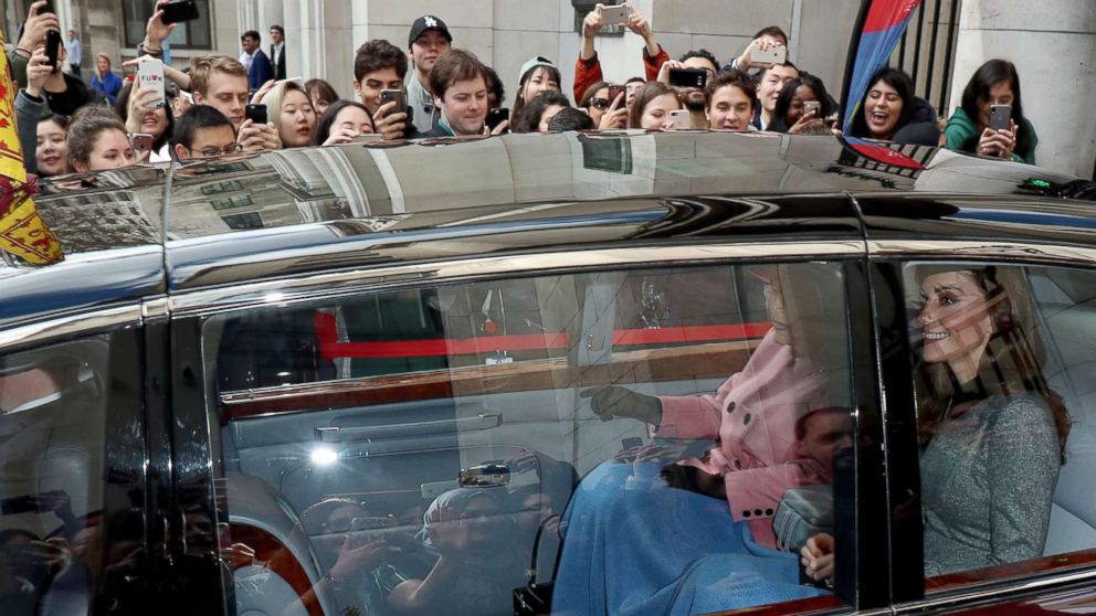 PHOTO: Queen Elizabeth II and Catherine, Duchess of Cambridge depart King's College London, March 19, 2019, in London.