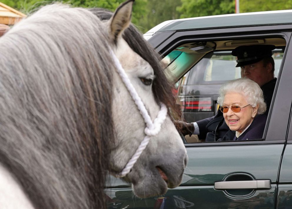 PHOTO: Queen Elizabeth II arrives at The Royal Windsor Horse Show at Home Park, May 13, 2022, in Windsor, England.