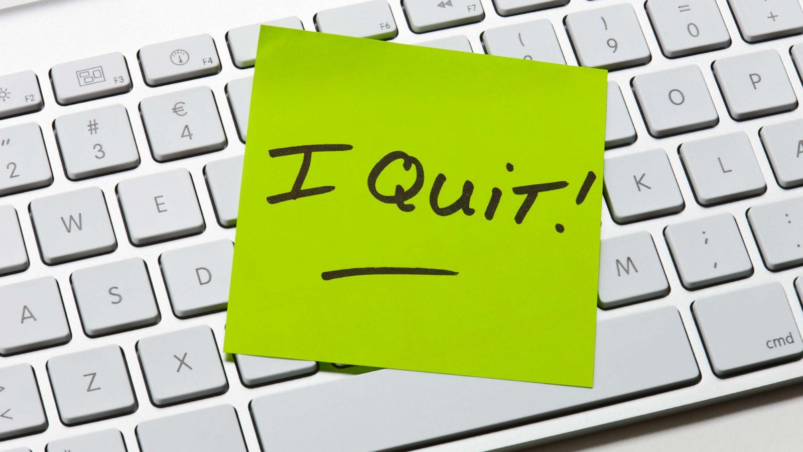 PHOTO: I Quit Note on a computer keyboard in an undated stock photo.