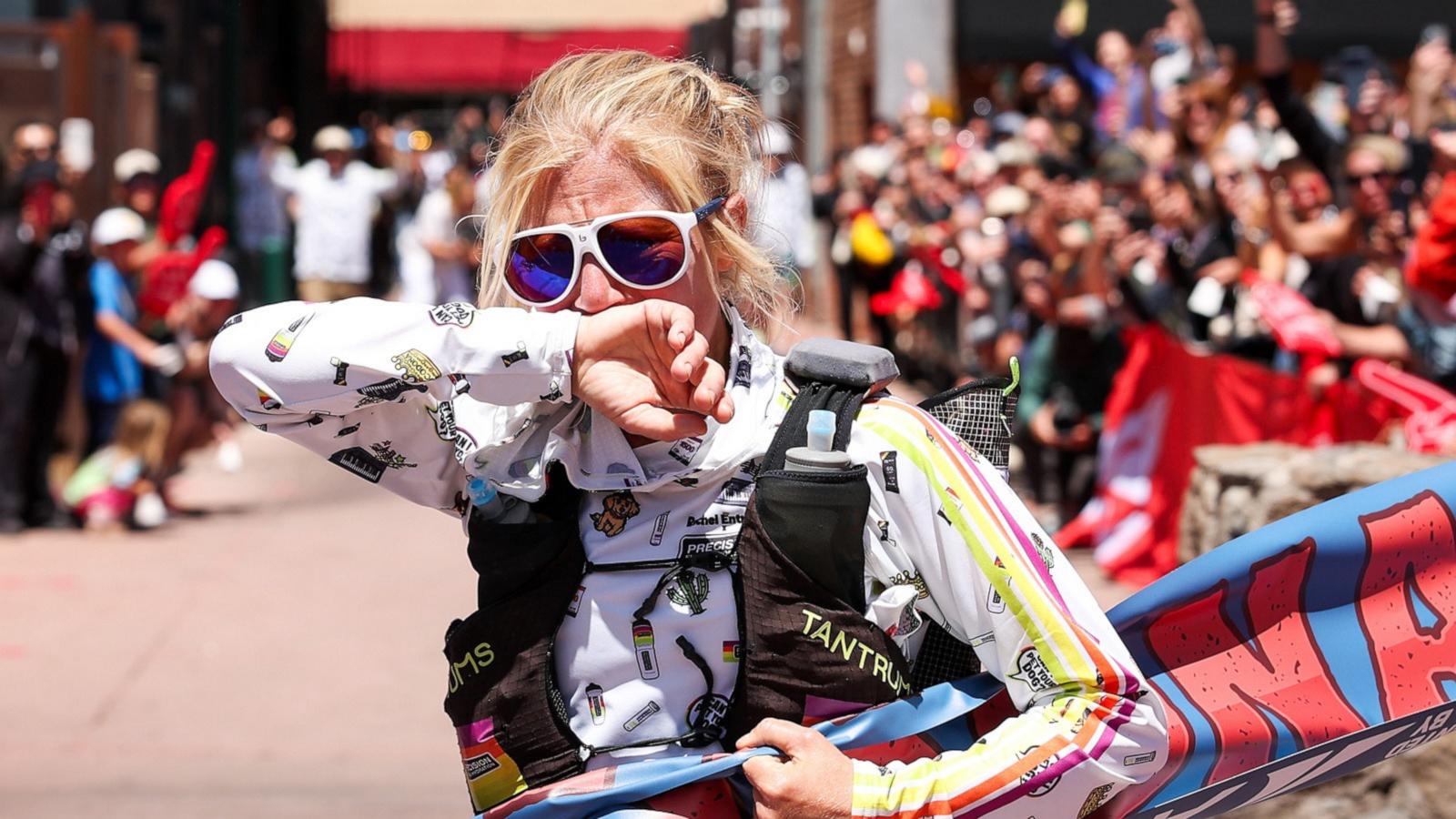 PHOTO: Rachel Entrekin, an endurance athlete, crossed the finish line of the Cocodona 250 on May 6, 2026.