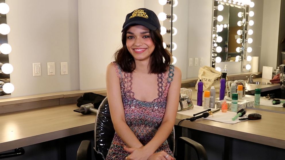 PHOTO: Actress Rachel Zegler wears a "GMA" baseball cap and poses for a photo for "Good Morning America."