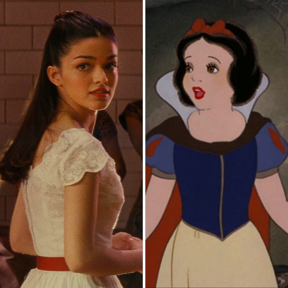 PHOTO: Rachel Zegler appears as Maria in a scene from the 2021 film, "West Side Story," and Snow White from Disney's animated classic, "Snow White and the Seven Dwarfs."