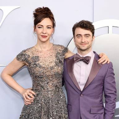 PHOTO: Erin Darke and Daniel Radcliffe attend the 77th Annual Tony Awards at David H. Koch Theater at Lincoln Center on June 16, 2024 in New York City. 