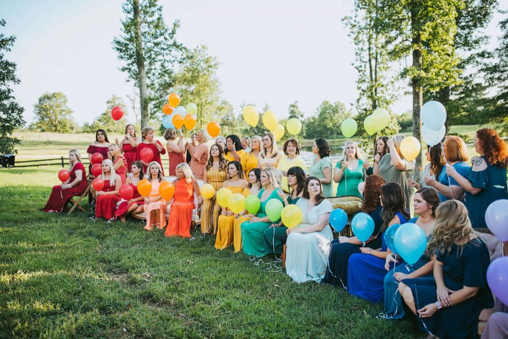 PHOTO: A group of women who experienced miscarriages, gathered for a photo shoot July 21 celebrating their "rainbow babies."
