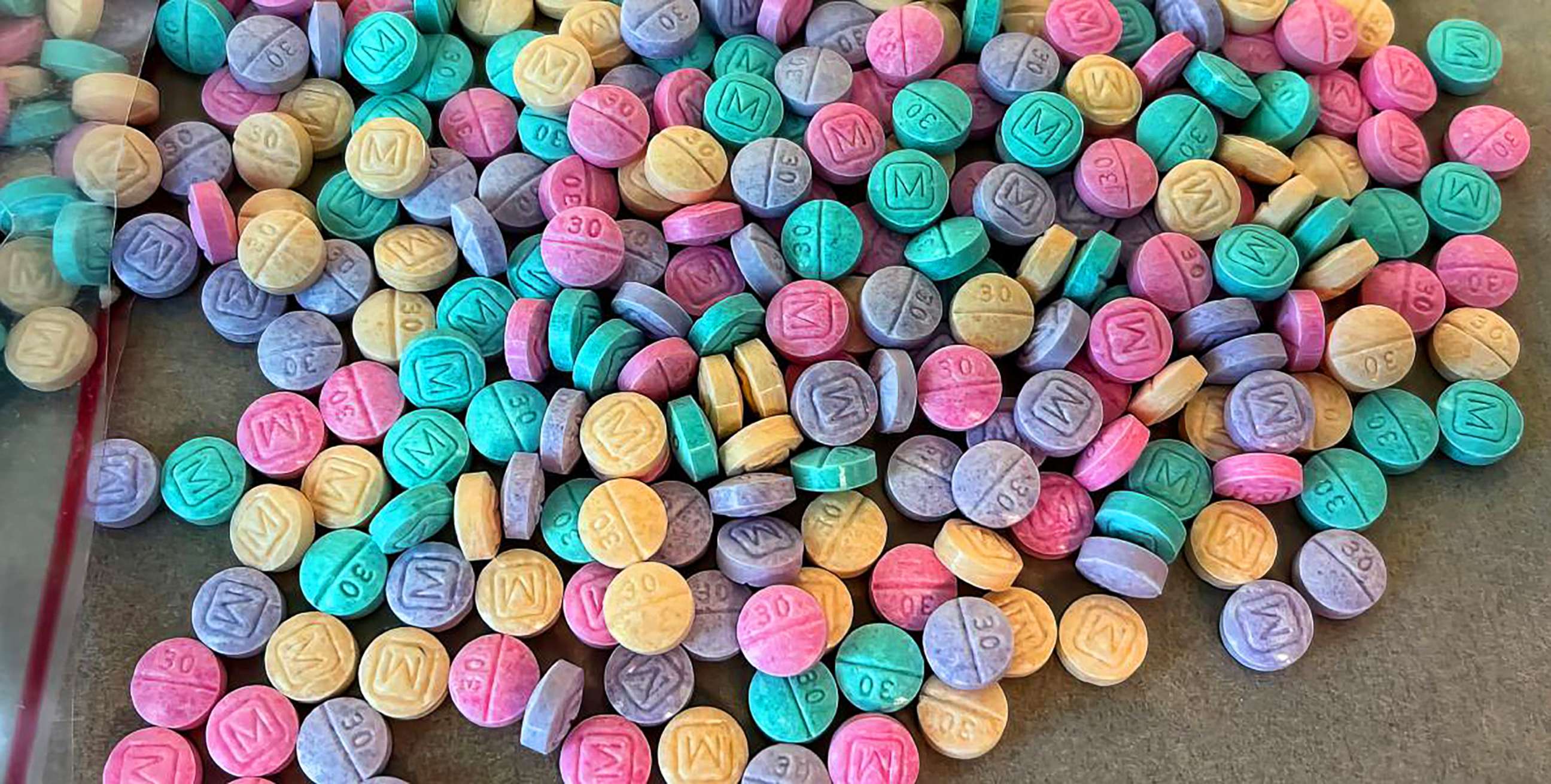 PHOTO: Brightly-colored fentanyl pills that are being seized by the DEA.