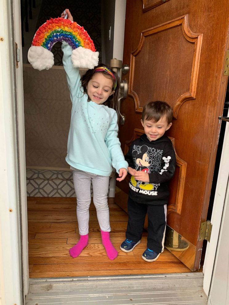 PHOTO: Siblings Stella and Matteo Fusco hold rainbow they created to spread hope and joy in their Long Island, New York, community amid the coronavirus crisis.