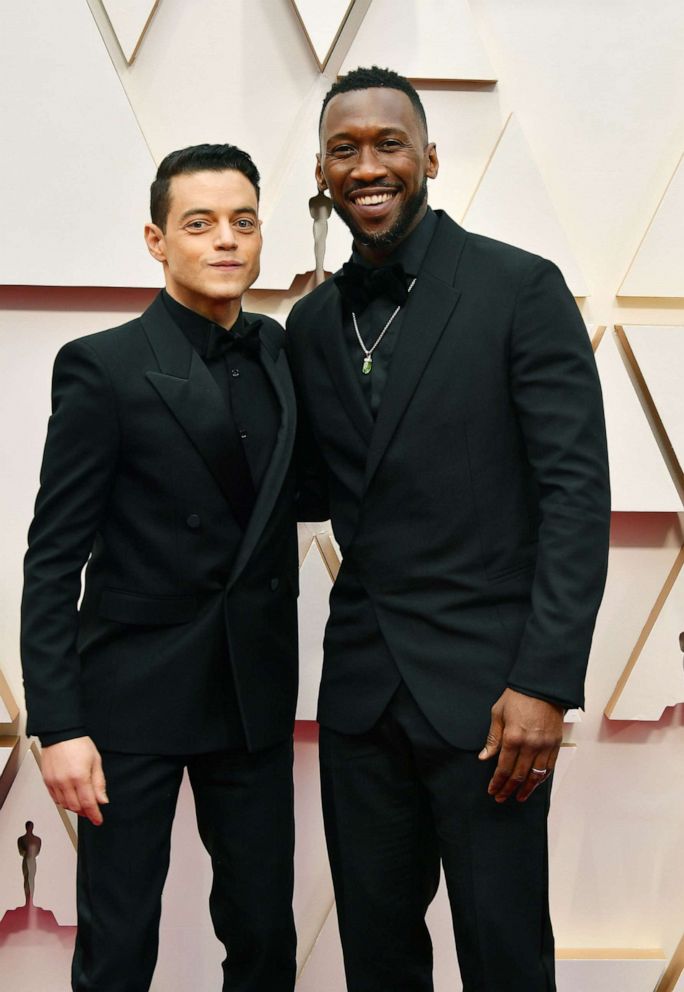 PHOTO: Mahershala Ali and Rami Malek arrive at the Oscars, Feb. 9, 2020, in Hollywood, Calif.