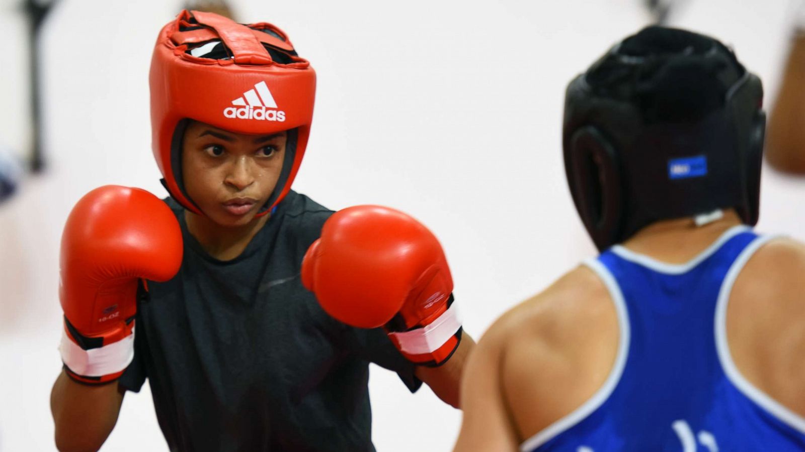 PHOTO: Somalian boxer Ramla Ali seen in action during the practice session for the upcoming 'AIBA Women's World Boxing Championships 2018' at IG Stadium, on November 9, 2018 in New Delhi, India.