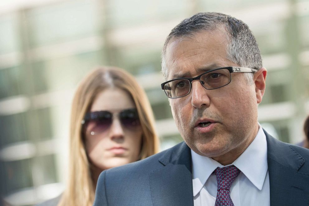 PHOTO: Mark Agnifilo, attorney representing Keith Raniere and Allison Mack, speaks to reporters following a status conference where Raniere was again denied bail, at the District Court, June 12, 2018, in Brooklyn, N.Y. 