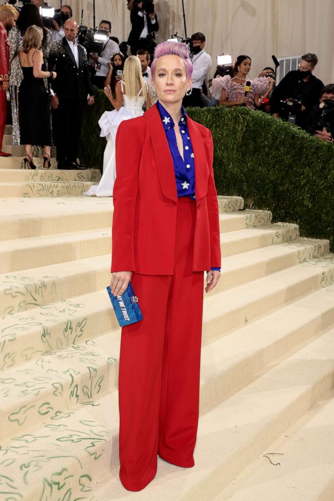 PHOTO: Megan Rapinoe attends The 2021 Met Gala Celebrating In America: A Lexicon Of Fashion at Metropolitan Museum of Art, Sept. 13, 2021, in New York.
