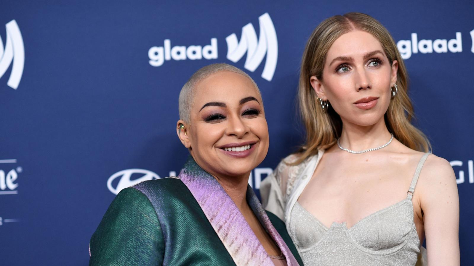 PHOTO: Raven-Symone and her wife Miranda Maday arrive for the 34th annual GLAAD awards at the Beverly Hilton hotel in Beverly Hills, California, on March 30, 2023.