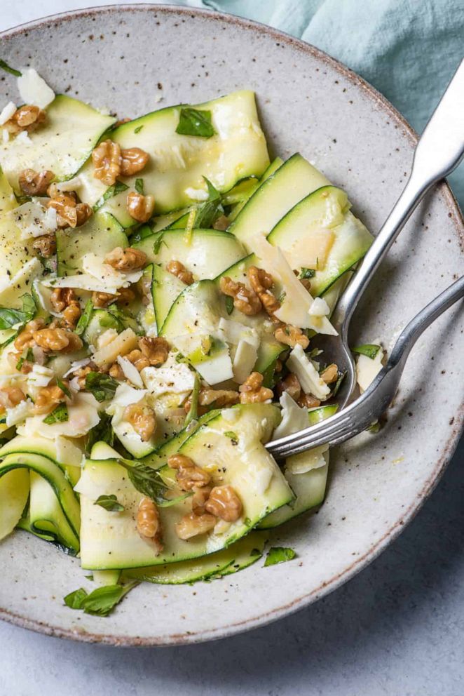 PHOTO: A raw shaved zucchini salad with herbs, nuts and simple vinaigrette.