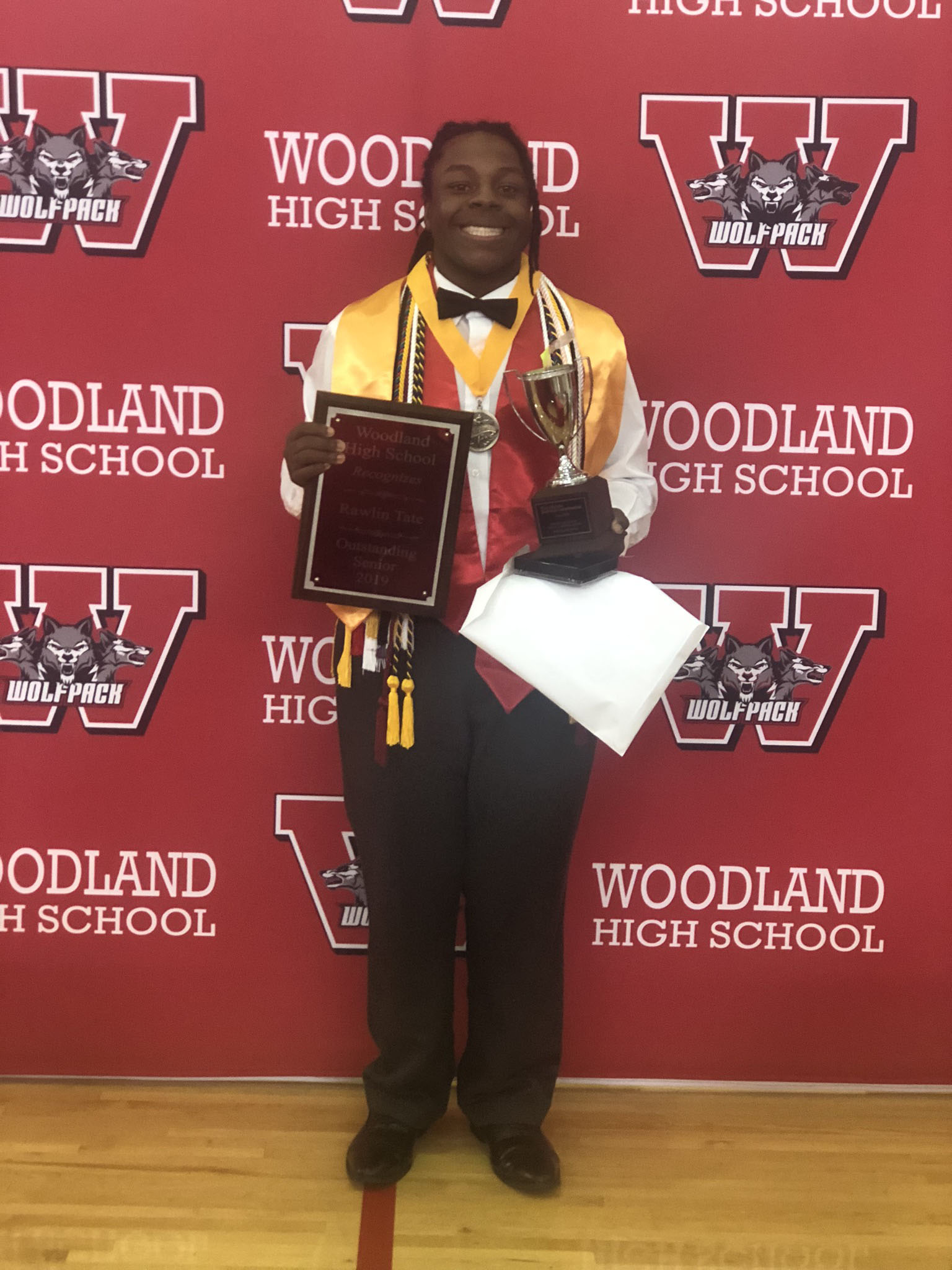 PHOTO: Rawlin Tate Jr., 18, has been named the 2018-2019 valedictorian of Woodland High School in Stockbridge, Georgia. Rawlin is the first African American male to hold the title at his school.